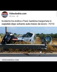 Incidente tra Andria e Trani: bambina trasportata in ospedale dopo schianto auto-mezzo da lavoro - FOTO su https://www.videoandria.com/