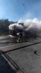 Çanakkale'de seyir halindeki vinç alev aldı