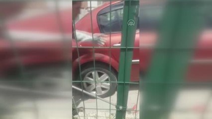 Otomobilin tekerleğine giren yılan çıkarıldı