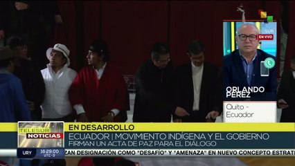 En Ecuador el movimiento indígena y el gobierno firman un acta de paz para el diálogo