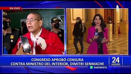 Congreso aprueba censura al ministro del Interior, Dimitri Senmache
