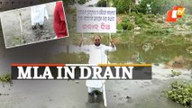 Cuttack MLA Md Moquim Steps Into Drain To Protest Govt Neglect