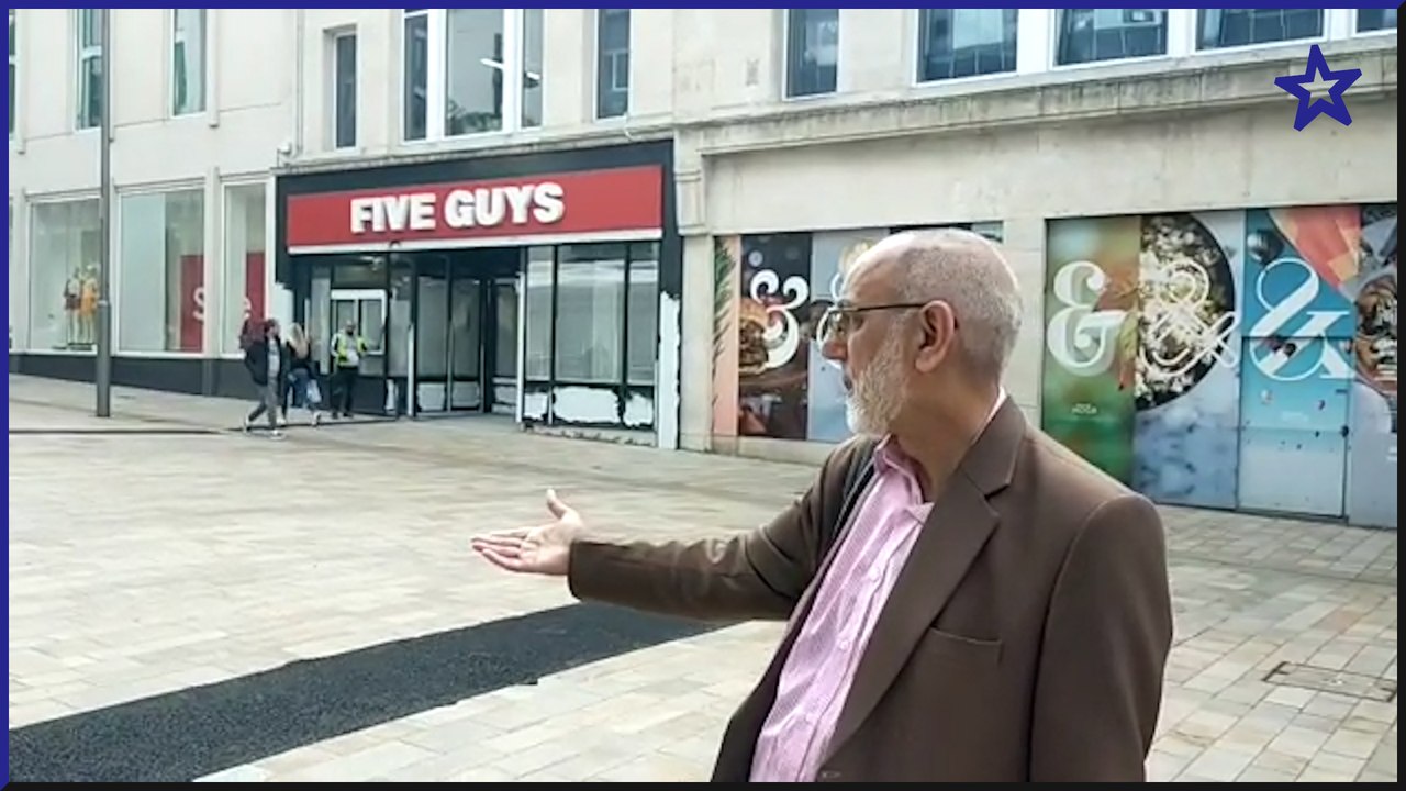 Five Guys Sheffield: Paving in city centre spoi...