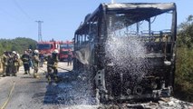Silivri’de otobüs alev alev yandı