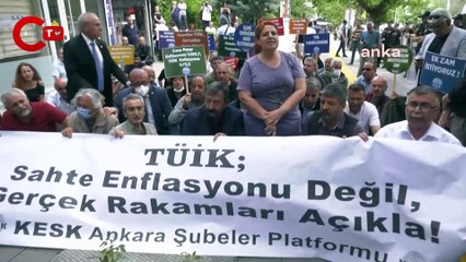 KESK'in TÜİK önünde basın açıklaması yapmasına polis engeli