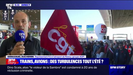 Emmanuel Duchemin (FO) annonce que la grève chez ADP "va continuer à l'identique" samedi et dimanche