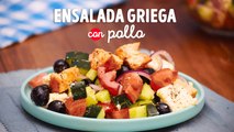 Deliciosa ensalada griega con pollo ¡En 5 sencillos pasos!