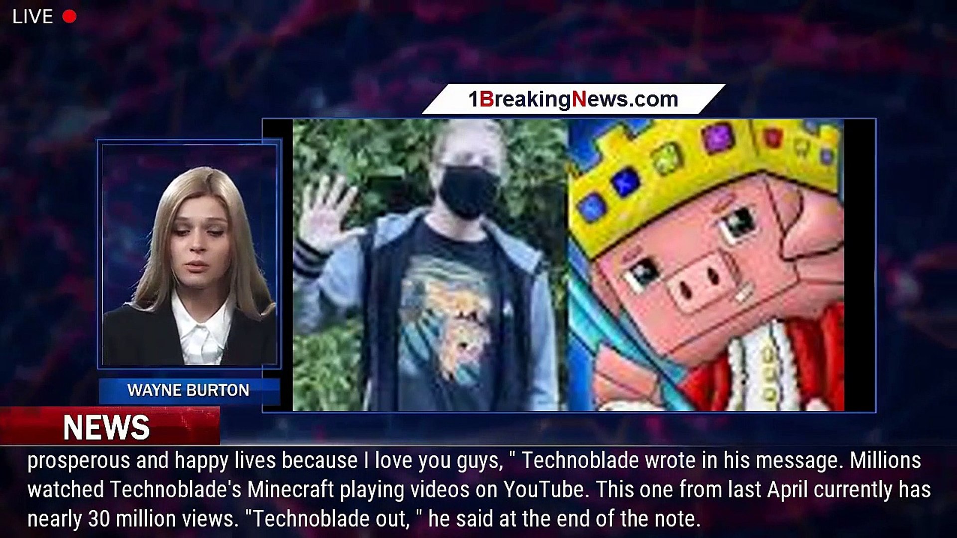 Fans are saddened over the death of Technoblade, a popular Minecraft  r - 1breakingnews.com - video Dailymotion
