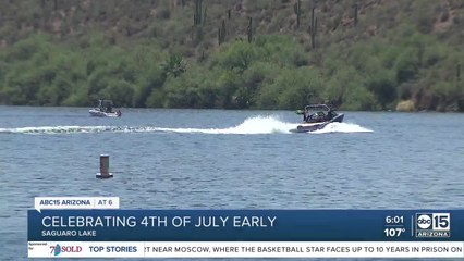 People celebrating 4th of July early at Saguaro Lake