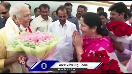 CM KCR Welcomes President Candidate Yashwant Sinha _ Hyderabad _ V6 News