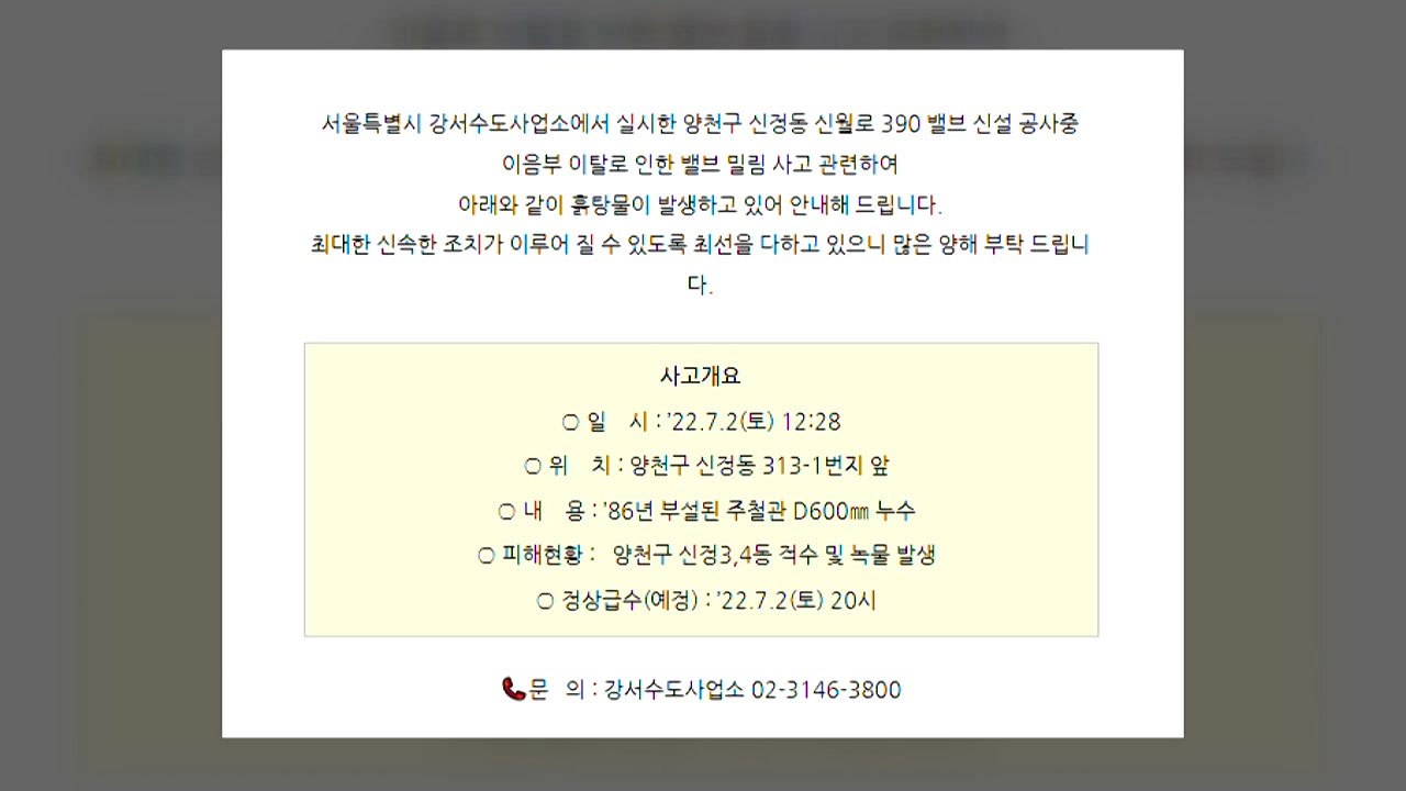 서울 신정동 일대 수도 흙탕물...일부는 수도 끊겨 / YTN