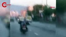 Motosikleti yüzüstü yatıp kullandı; o anlar kamerada