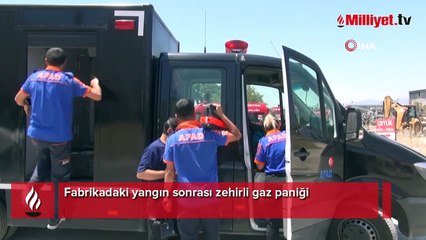Yangın çıkan fabrikada zehirli gaz paniği!