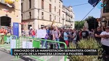 Pinchazo de la manifestación separatista contra la visita de la princesa Leonor a Figueres