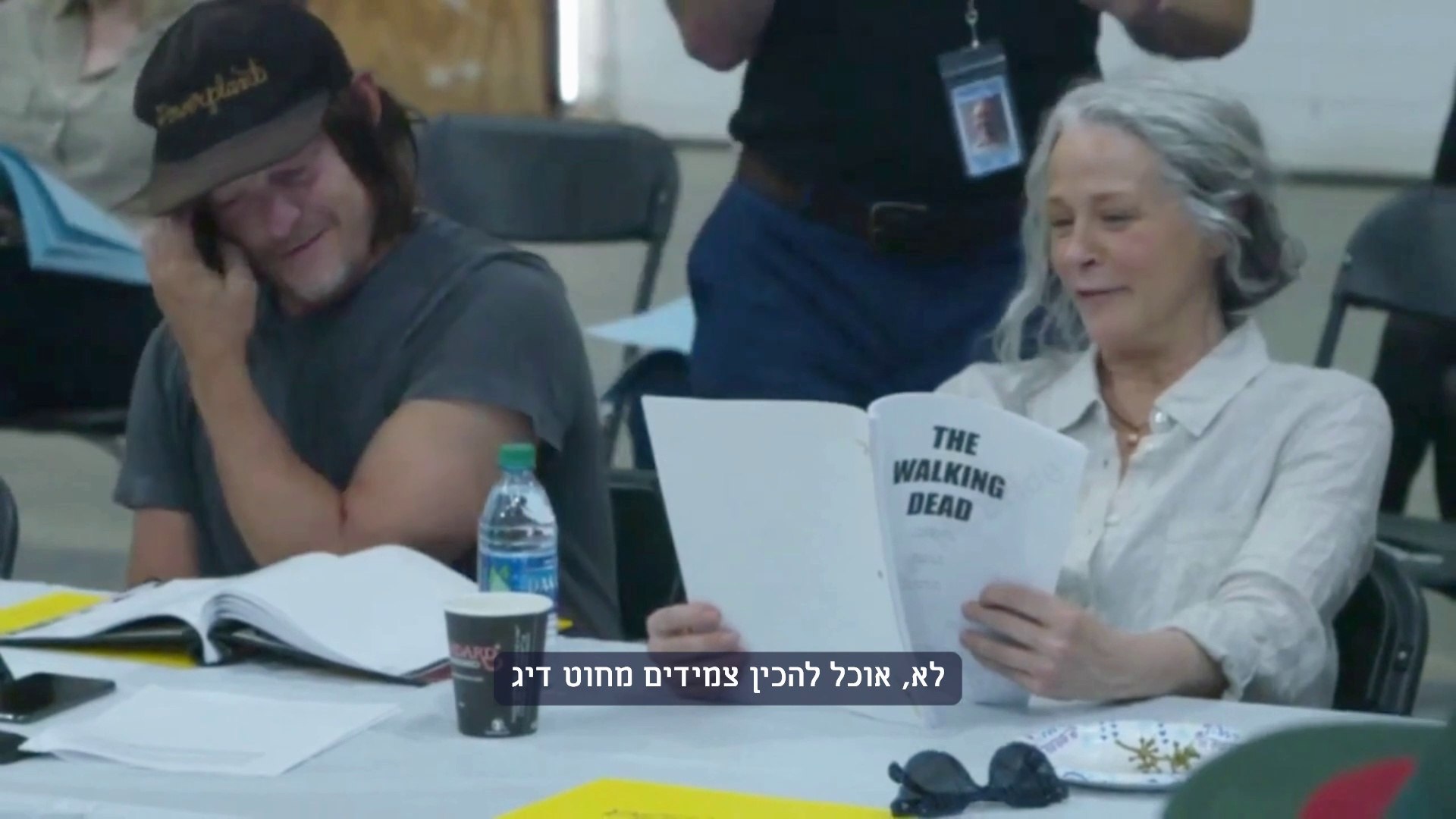 ⁣Norman Reedus , Melissa McBride at table reading for TWD Season 10 Premiere