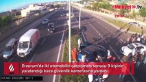 9 kişinin yaralandığı kaza kamerada