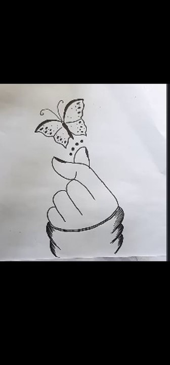 drawing of hand with beautiful butterfly and  hand | pencil drawing | butterfly drawing