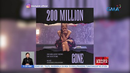 "Gone" MV ni Blackpink Rosé, umabot na sa 200M views  | UB