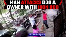 Delhi: Man attacks dog and his owner with iron rod in Paschim Vihar, Watch | Oneindia News *News