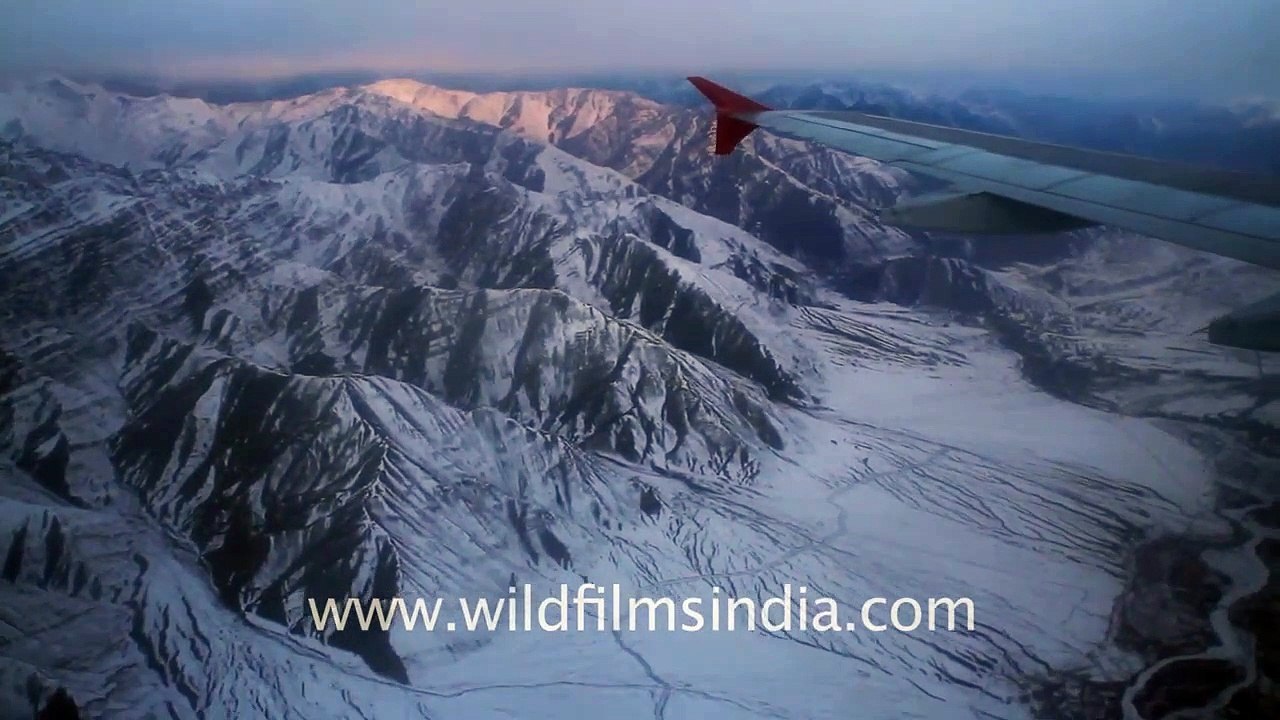 Flying over the frozen Zanskar range, to Leh in Ladakh!