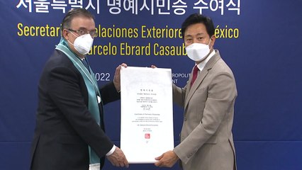 [서울] 에브라르드 멕시코 외교장관 '서울시 명예시민' 됐다. / YTN