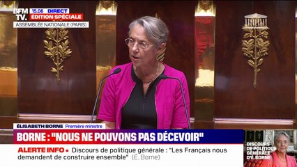 Elisabeth Borne devant l'Assemblée nationale: "Je veux qu'ensemble nous redonnions un sens et une vertu au mot compromis"