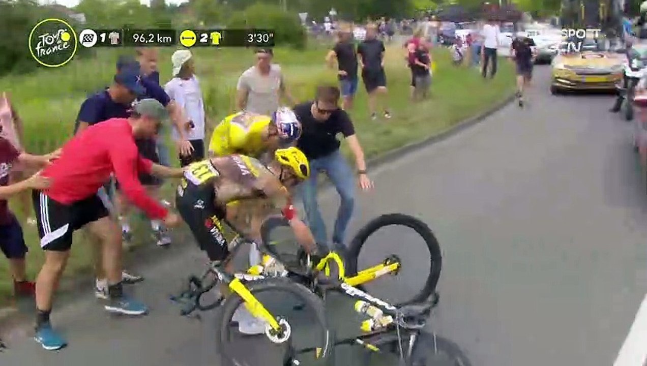 Wout van Aert Crashes & Almost Hits Team Car | Stage 5 Tour de France 2022