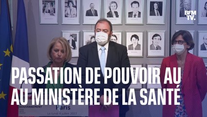 Скачать видео: Remaniement: la passation de pouvoir au ministère de la Santé entre Brigitte Bourguignon et François Braun en intégralité