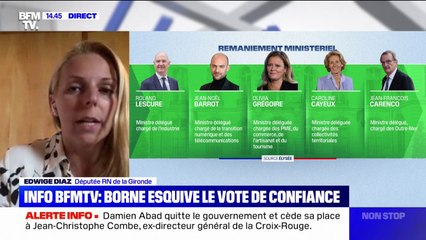 Edwige Diaz, députée RN, à propos du nouveau gouvernement : "Ils ont reconduit tous ceux qui ont échoué"