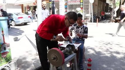 Aksaray'da bıçakçıların kurban bayramı mesaisi başladı