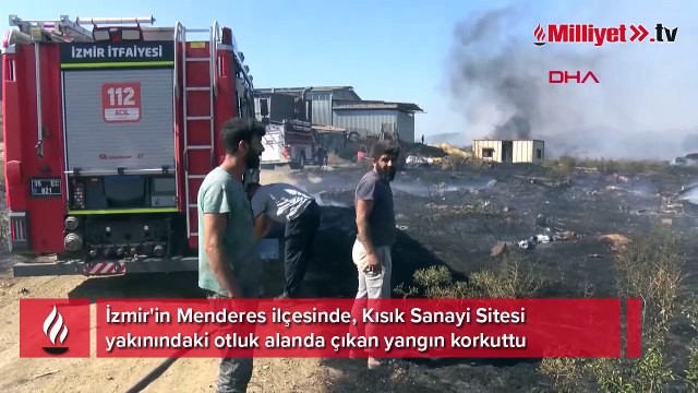 Sanayi sitesi yakınındaki otluk alanda yangın