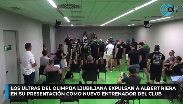 Los ultras del Olimpija Ljubiljana expulsan a Albert Riera en su presentación como nuevo entrenador del club