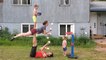 Family Attempts Incredible Acrobatic Juggling Trick