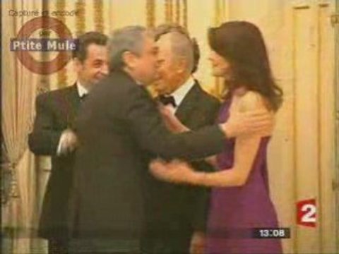 Carla Bruni et Sarkozy recoivent Shimon Peres