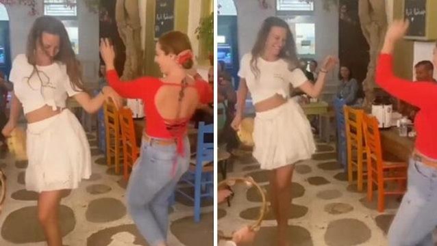 Serenay Sarıkaya eline tef alıp göbek attı, sevgilisi Umut Evirgen hayranlıkla izledi