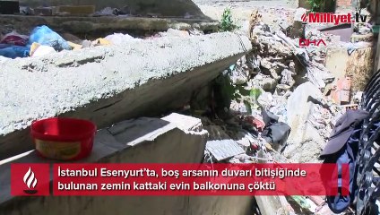 Duvar ikinci kez evin balkonuna çöktü