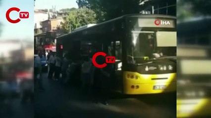 Download Video: Çengelköy’de arızalanan İETT otobüsünü yolcular itti