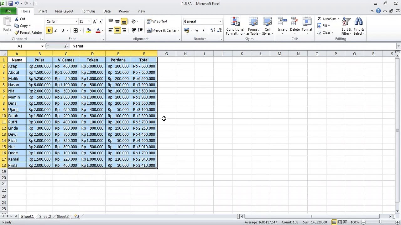 TUTORIAL MEMBUAT COLOMN PADA EXCEL OK