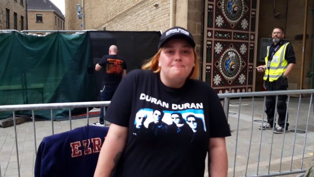 Duran Duran fans outside The Piece Hall in Halifax