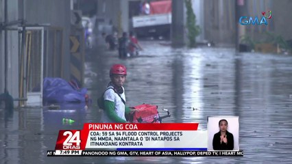 COA: 59 sa 94 flood control projects ng MMDA,naantala o 'di natapos sa itinakdang kontrata | 24 Oras