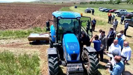 Vali Şimşek, traktör ve tırpanla hasat yaptı