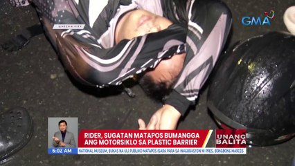 Rider, sugatan matapos bumangga ang motorsiklo sa plastic barrier | UB
