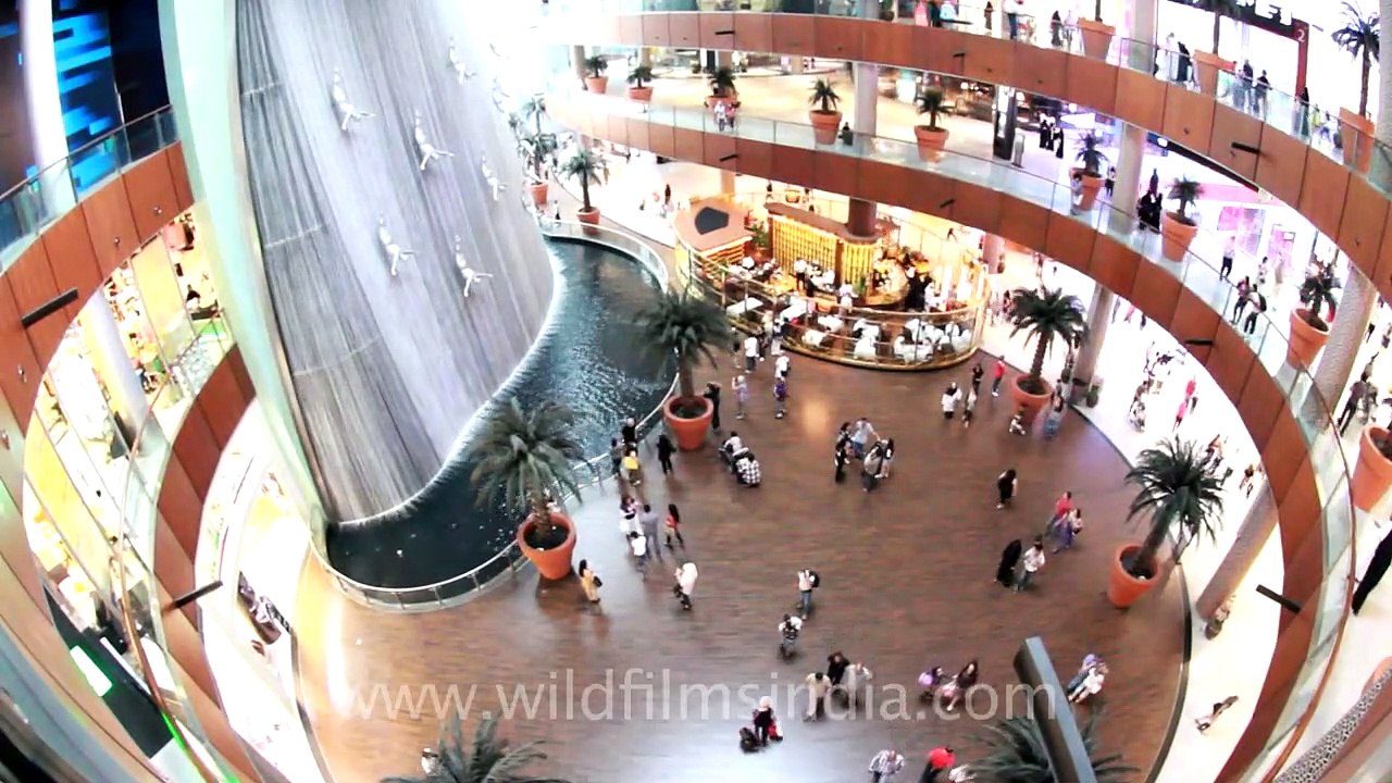 Artificial waterfall inside Dubai Mall