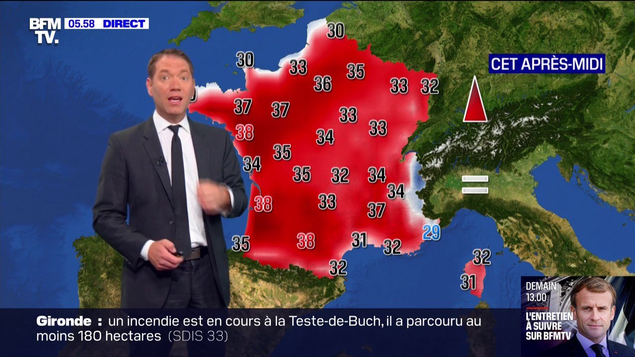 38°C à Toulouse et à Bordeaux cet après-midi......