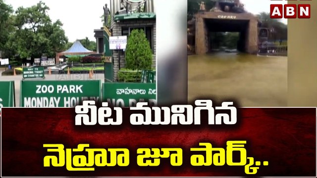 నీట మునిగిన నెహ్రూ జూ పార్క్..|| Nehru Zoological Park closes Tiger Safari Park || ABN Telugu