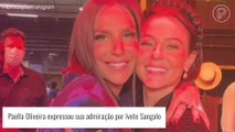 Paolla Oliveira faz aparição surpresa em novo programa de Ivete e expressa admiração por cantora