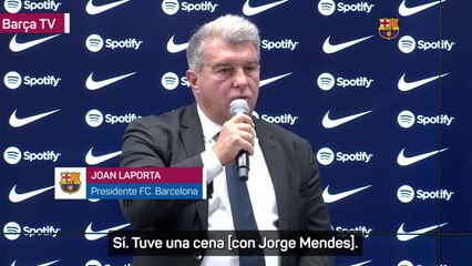 Laporta admite una reunión con Mendes, pero elude hablar de Cristiano
