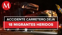 Aparatoso accidente carretero en Chiapas deja 18 migrantes heridos