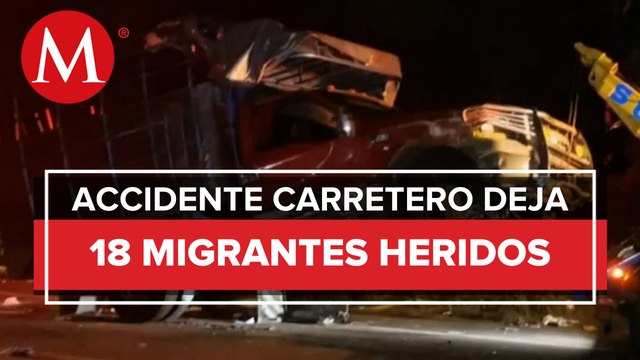 Aparatoso accidente carretero en Chiapas deja 18 migrantes heridos