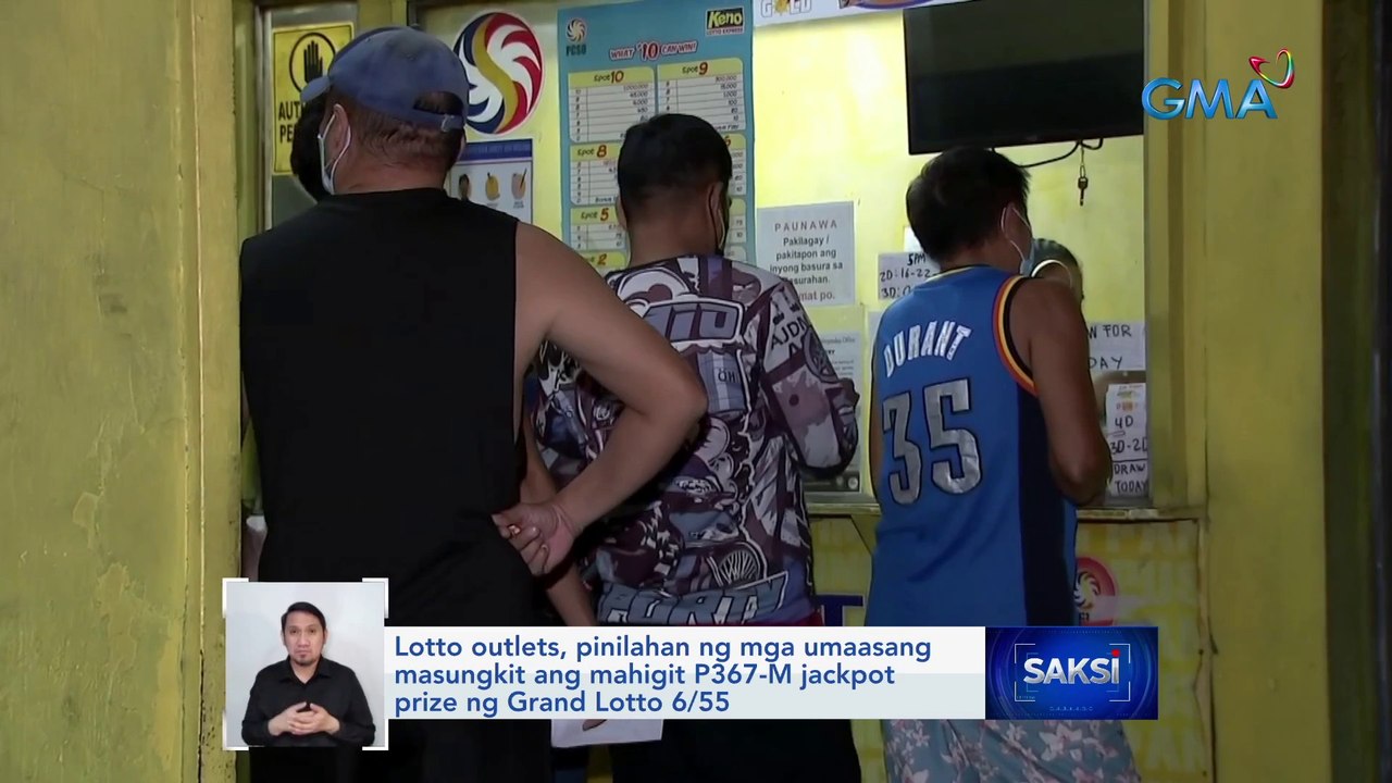 Lotto outlets, pinilahan ng mga umaasang masungkit ang mahigit P367-M jackpot prize ng Grand Lotto 6/55 | Saksi